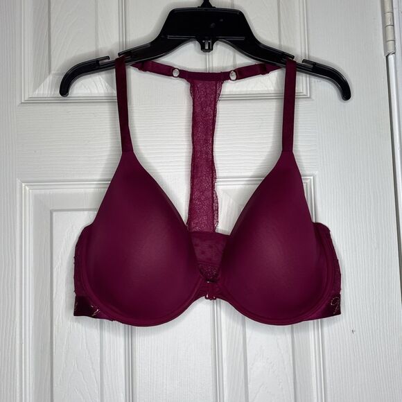 Victoria’s Secret 36DD Burgundy Lace Racerback Bra Perfect Coverage - Picture 1 of 9